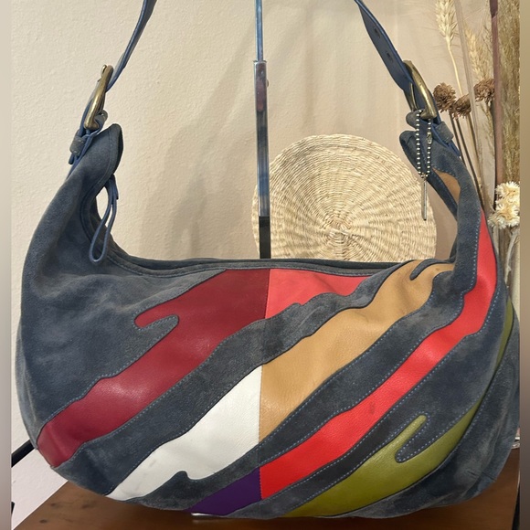 Coach Handbags - COACH “Rare #92 of 300” Vintage ‘03 Brushstrokes Split Suede w/Leather Trim Hobo